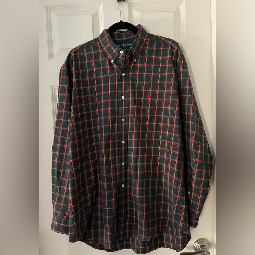 Ralph Lauren Blake 100% Cotton long sleeve button down multicolor plaid shirt L